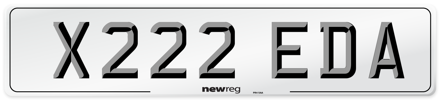 X222 EDA Number Plate from New Reg